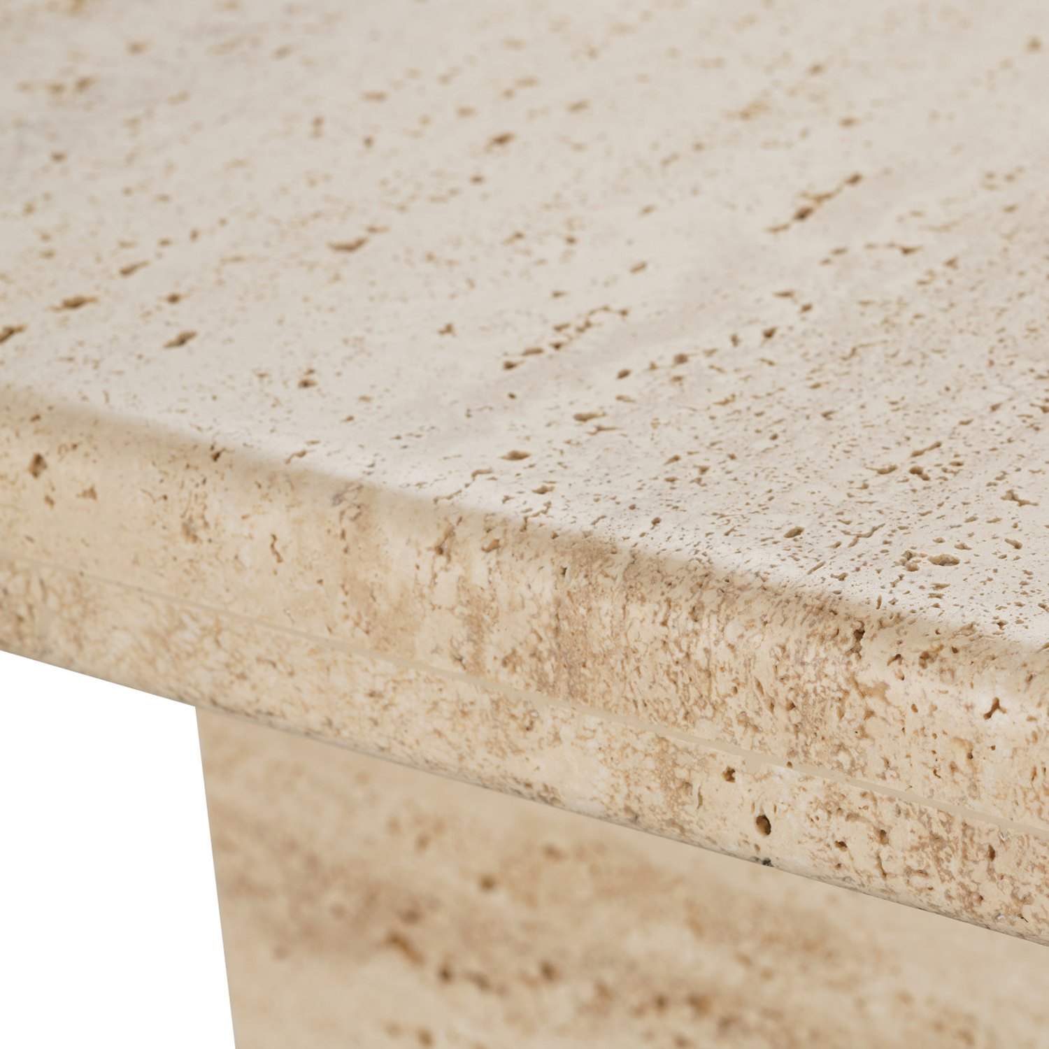 Quarry Square Cocktail Table Elegant Buff Travertine Atelier Maison